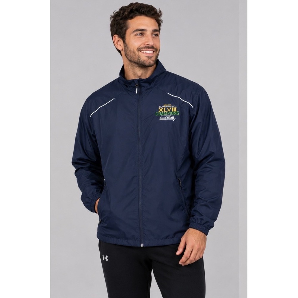 Seattle‎ Seahawks Core 365 Super Bowl XLVIII Champions Jacket Mens XL NFL Blue